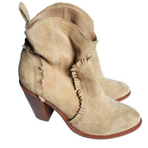 Joie Mathilde Suede Fringe Ankle Boots Size 7.5